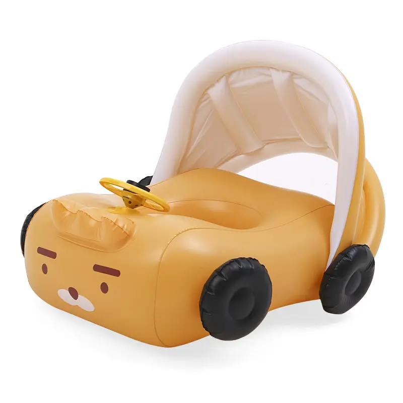 Với mái hiên nhỏ màu vàng xe bơi vòng trẻ em nước xe Ghế Vòng Inflatable Đồ chơi xe nổi hàng