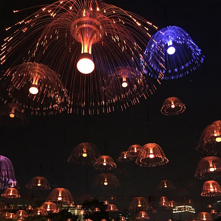 High Quality Customizable Starry Sky Decoration Supply Festival Outdoor Jellyfish Optical Fiber LED Light