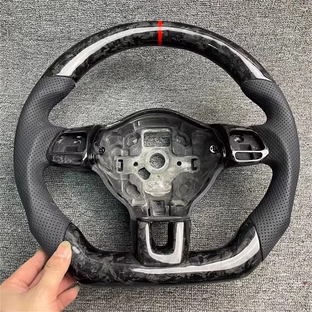 High Quality Black Forging Carbon Fiber Leather Steering Wheel