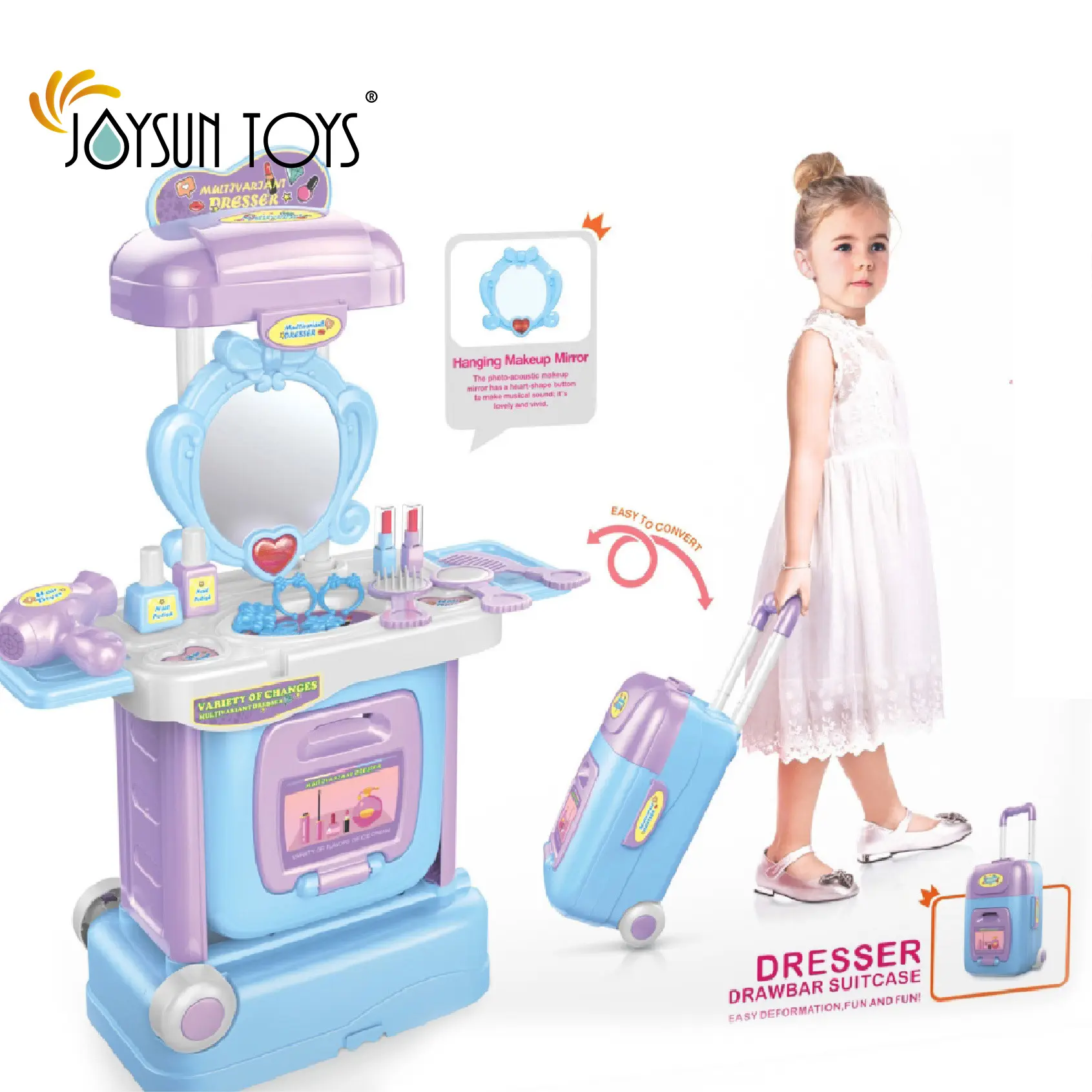 Tavolo da trucco con specchio suono e luce per bambine-vanità giocattolo per bambini con accessori di bellezza per il compleanno della piccola principessa