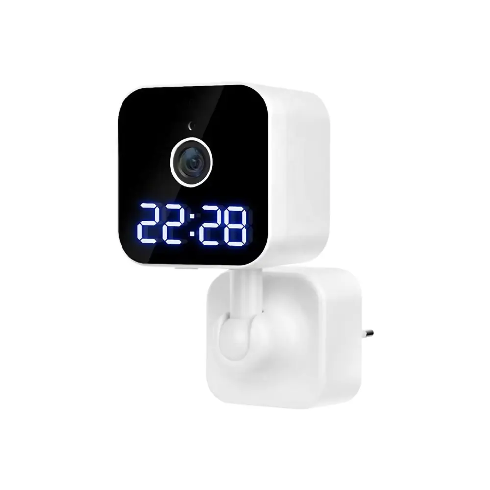 Küçük ev kullanımı kablosuz monitör WiFi gözetim kamera soket tipi kamera ile saat ekran