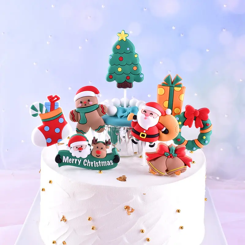 Neue Weihnachts mann Weihnachten Ornamente Dekoration Kuchen Zubehör Nette Hütte Schneemann Santa Tree Cake Toppers