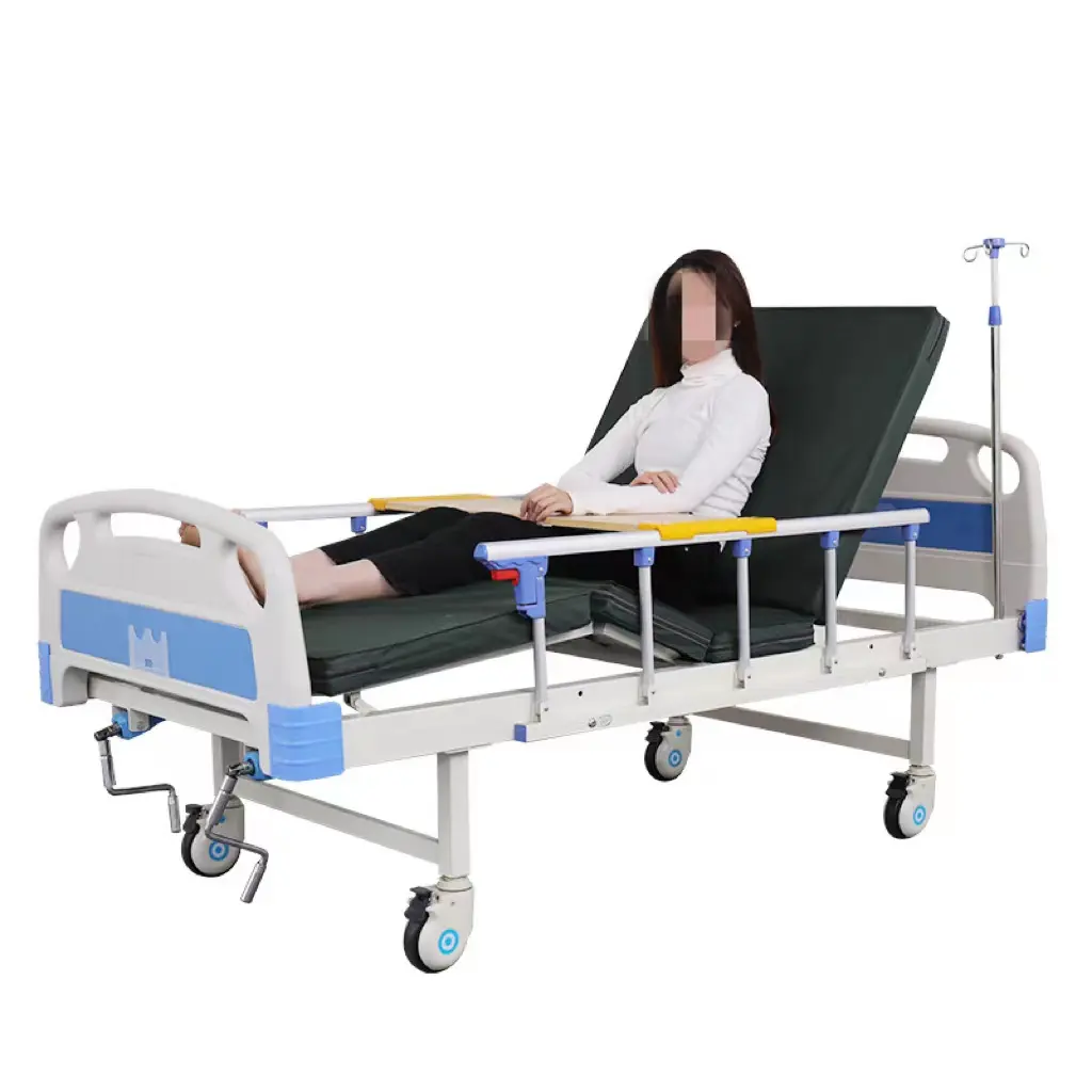 Fabricantes de muebles de hospital Cama manual ajustable de dos manivelas de 2 funciones Cama de Enfermería Médica para pacientes discapacitados