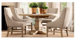 晚餐家具自然色实木雕刻重型圆形餐桌 - Product Image 2