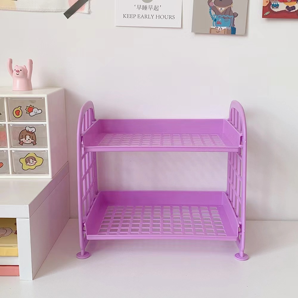 Purple double-layer storage shelf