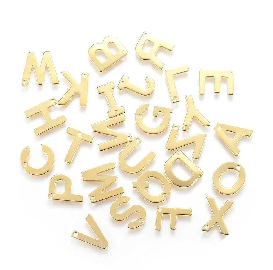 100Pcs Oro Misto Casuale A-Z In Metallo In Acciaio Inox 304 Del Braccialetto Degli Orecchini Della Collana Monili Che Fanno Branelli di Fascini Lettera di Alfabeto