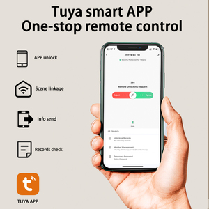 XSDTS Tuya WIFI Smart Door <strong>Lock</strong> with Biometric Fingerprint Card <strong>Key</strong> Password and Temporary Password <strong>Entry</strong>