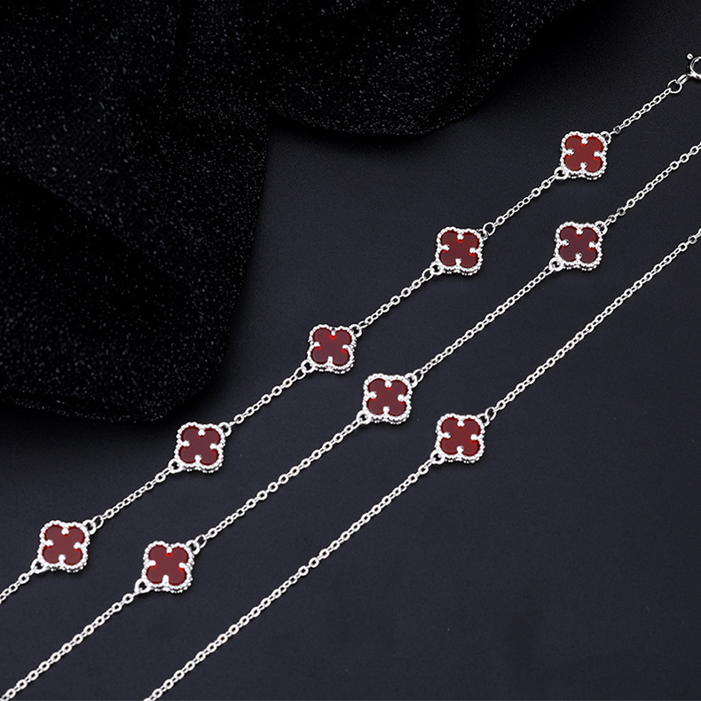 Bracciale in argento con fiori bianco-rossi