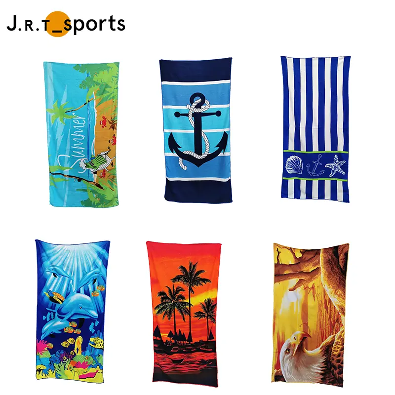 Toallas de playa personalizadas sin arena, venta al por mayor, ligeras, estampadas digitales, microfibra, rectangulares modernos de verano como en la imagen