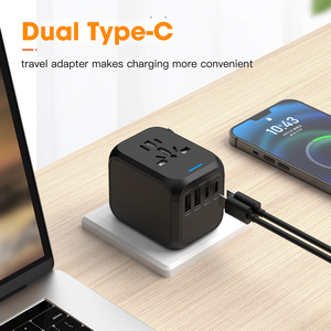 อะแดปเตอร์ปลั๊กสำหรับเดินทางอเนกประสงค์แบบออลอินวันพร้อมพอร์ต USB A และ C สองพอร์ตทั่วโลกเข้ากันได้กับซ็อกเก็ต USA EU UK AUS - Product Image 6
