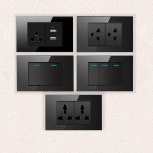 120 temperli cam siyah Rocker anahtarı abd 250V16A 1/2/3/4 gang 13A MF evrensel soket güç oulter duvara monte usb şarj aleti - Product Image 2