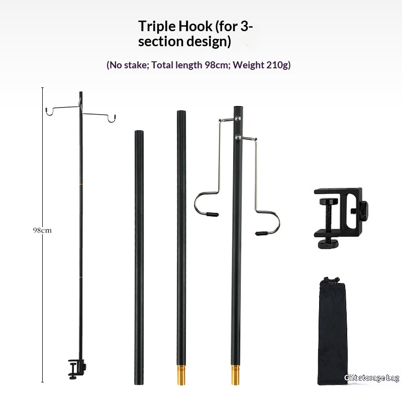 Three section double hook black (without ground nail)