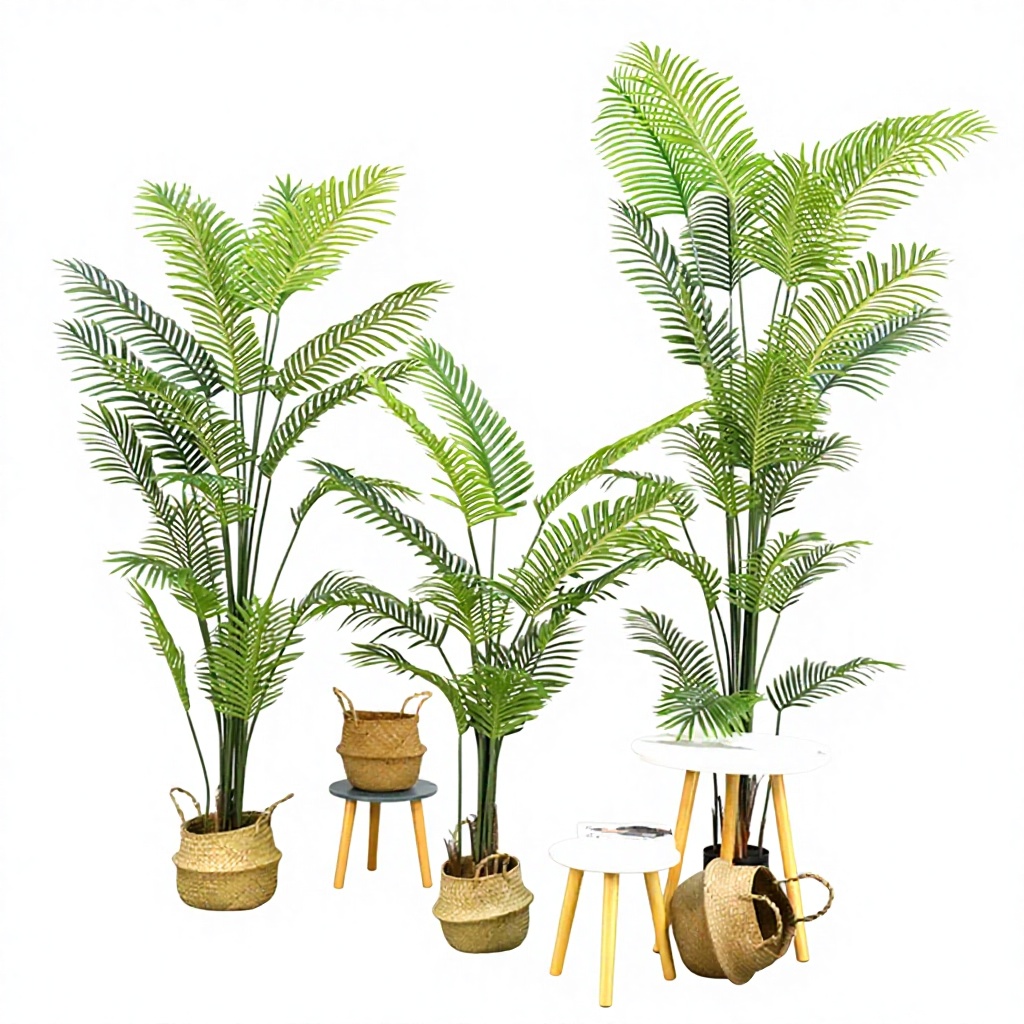 2 Palmiers Areca Premium Real Touch, base noire incluse