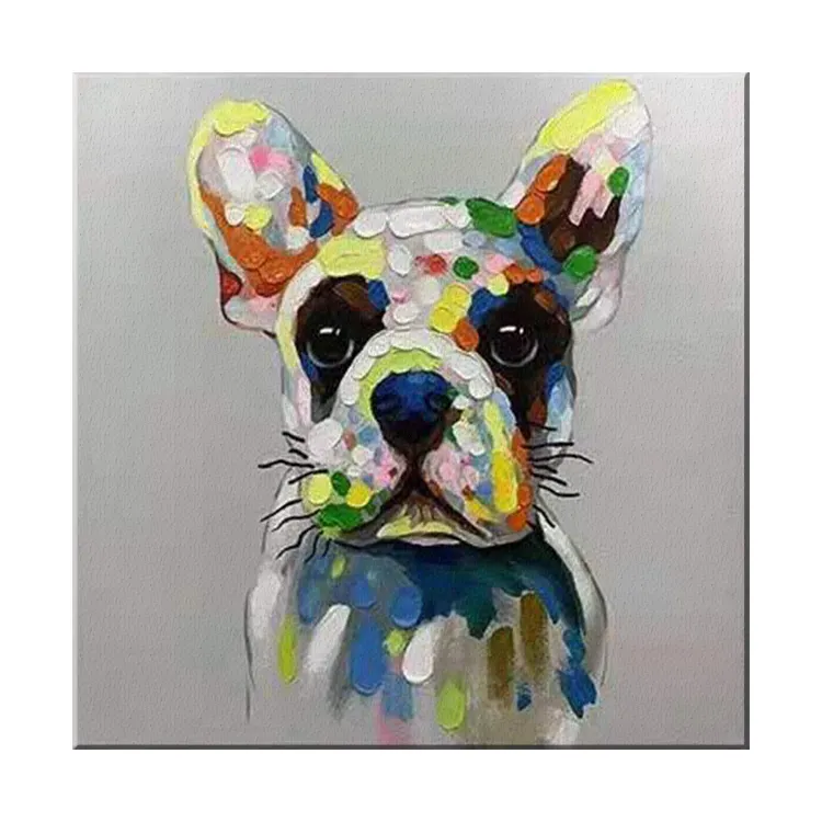 pet abstract impressionist animal handpainted dog heavy texture customization knife oil painting