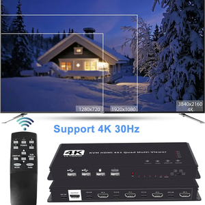 4x1 HDMIKVMスイッチャー4 In 1 Out 4K30hzオーディオビデオコンバーターUSBキーボードマウスコントロール4ラップトップPC - Product Image 2