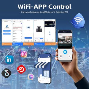 Carlover DVR仪表板摄像机后视镜3通道，带Wifi前舱录像机汽车黑匣子 - Product Image 5