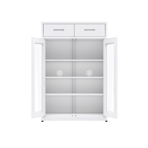 מתלה נעליים רזה לכניסה 2 דלתות זכוכית ארון נעליים מודרני ארון נעליים מודרני עם 2 מגירות שטח אחסון - Product Image 5