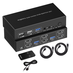 4x2 KVM交换机双显示器4k usb 2端口hdmi kvm交换机支持2台计算机2监视器hdmi kvm交换机2端口双显示器