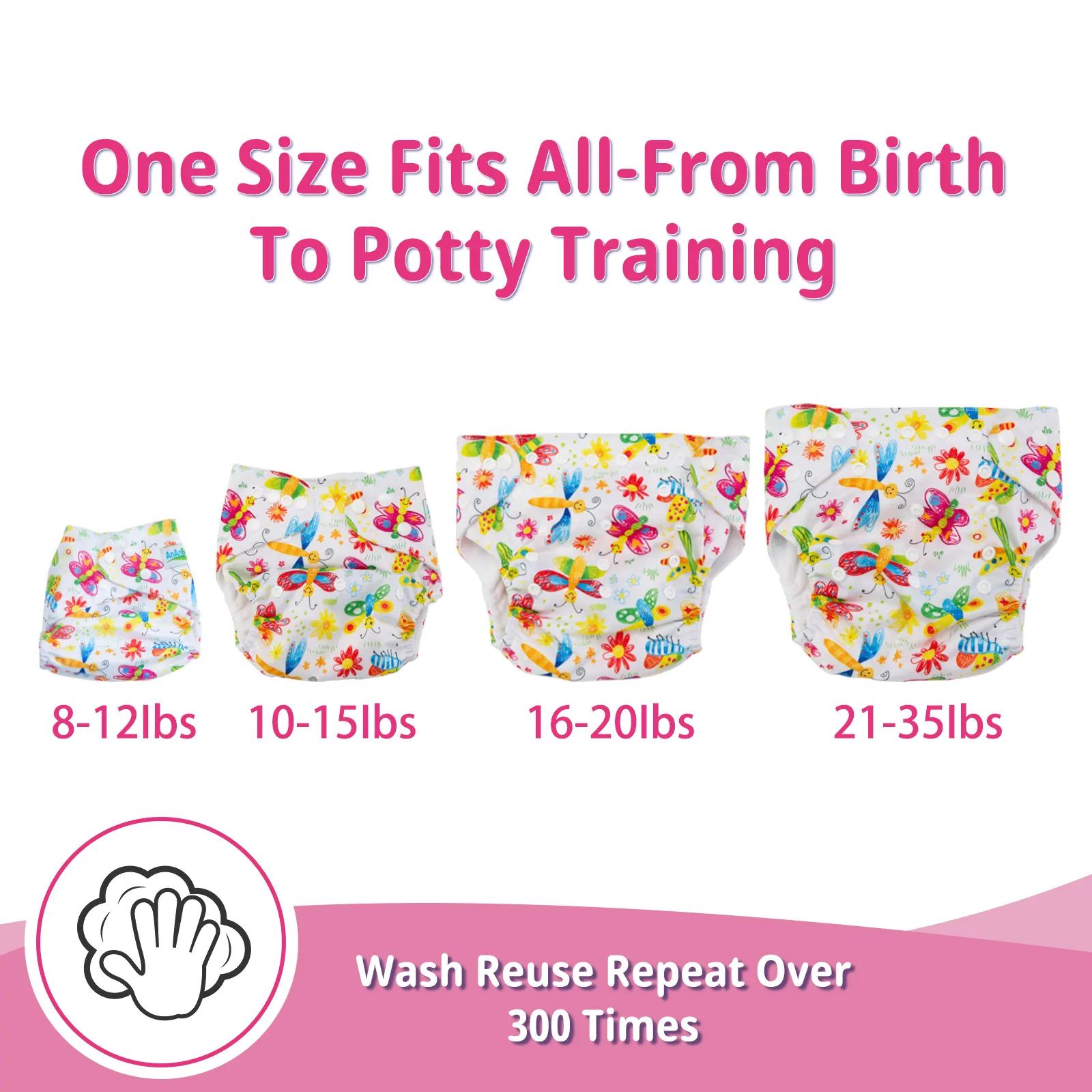 Ananbaby Manufacture Ecological Wholesale baby washable diapers reusable cloth nappies waterproof one size cloth diaper soft