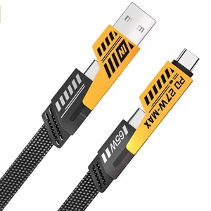 Yellow PD 65W Fast Charger Cable USB Type C Cable 4 in 1 Converter USB Charging Data Cable for <strong>Apple</strong> iPhone <strong>IOS</strong> for Android - Product Image 1