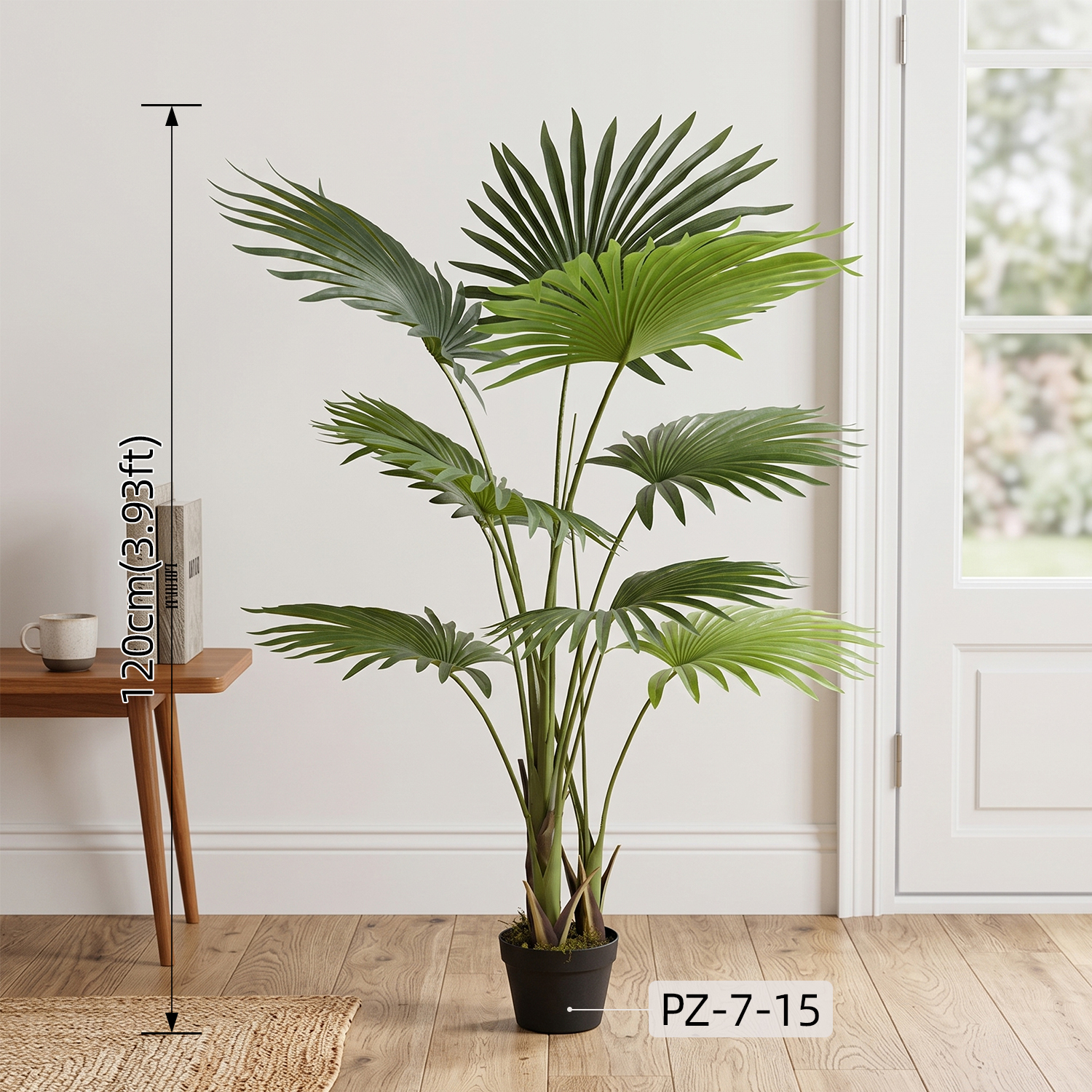 Realistic Artificial Fan Palm Plant Natural Wide Palm Leaves