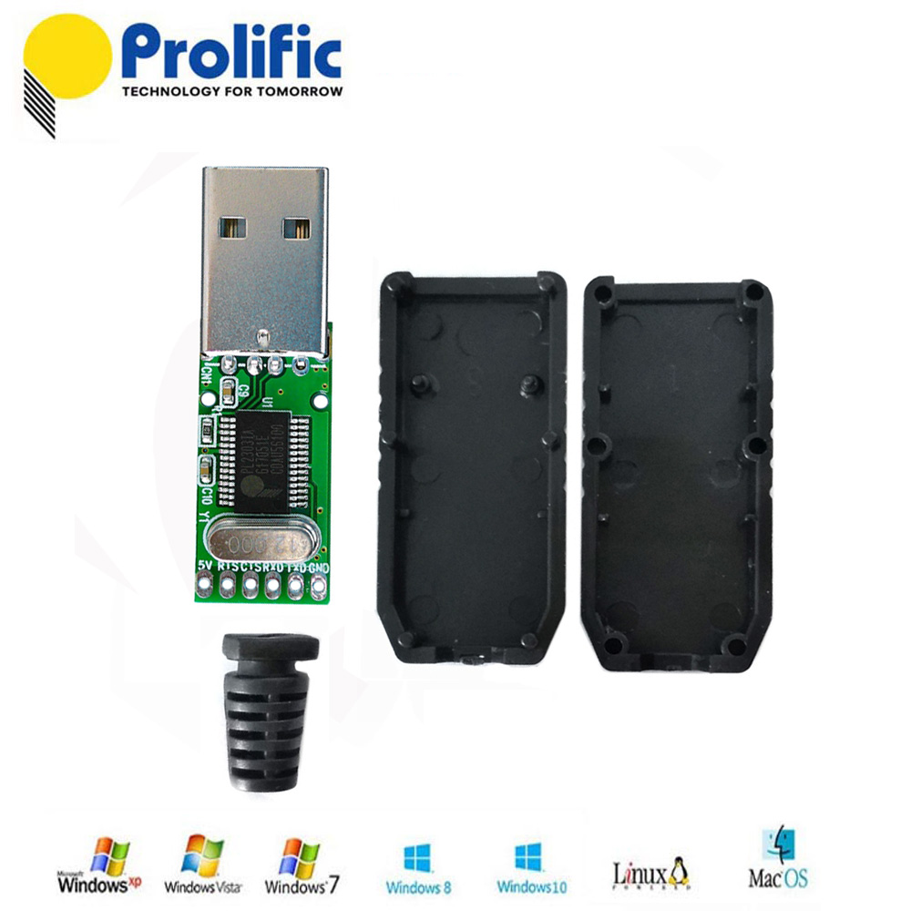ซิลเวอร์ PL2303TA USB to UART TTL PCB พร้อมเคส