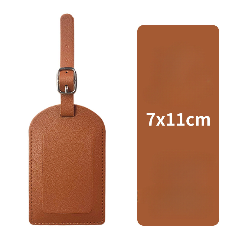 Vertical flip brown luggage tag