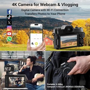 4K 48MP Vlogging <strong>Camera</strong> 16X Digital Zoom Auto Focus Photo <strong>Camera</strong> Digital Support 52mm External Wide Angle and Macro Lens - Product Image 5