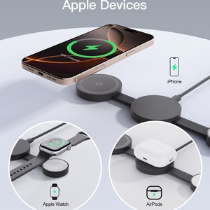 แท่นชาร์จไร้สายแม่เหล็กแบบ3 in 1พับได้แท่นชาร์จสำหรับอุปกรณ์หลายชิ้นของ Apple - Product Image 2