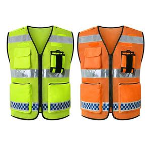 Aanpasbare Multi Pocket Rits Industriële Veiligheid Waterdichte Security Reflecterende Jas <span class=keywords><strong>Vest</strong></span>