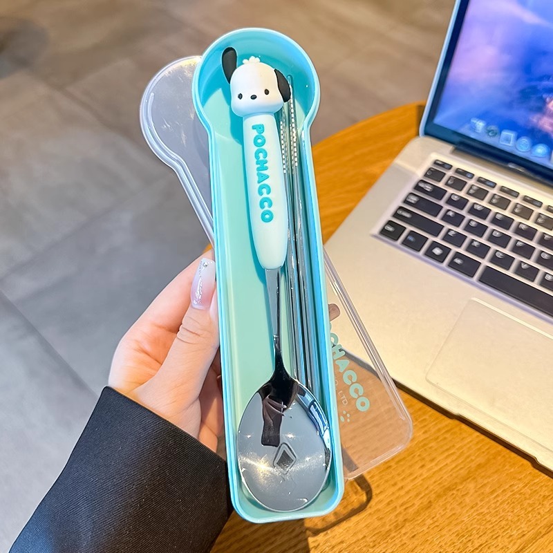 Sanrio stainless steel chopsticks and spoon-pacha dog