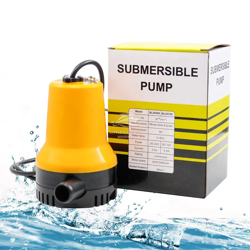 Petit dauphin pompe de cale submersible de haute qualité 24v DC pompe de cale à piles transfert marin