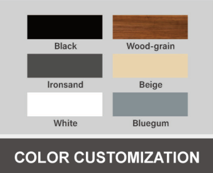 nero/bianco/effetto legno/grigio scuro/grigio chiaro/giallo/personalizzazione