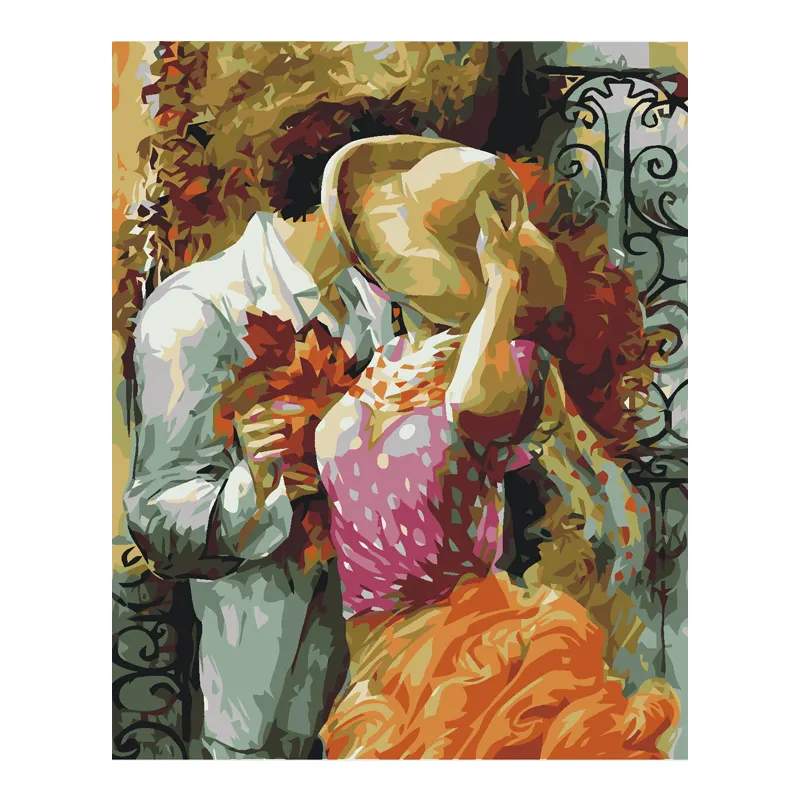 طلاء بسعر المصنع زوجين تقبيل بأرقام ديي اللوحة الزيتية عدة قماش لا تزال الحياة بدون إطار اللوحة فن الديكور