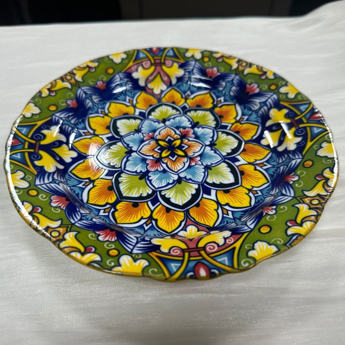 8inch lotus edge shallow plate/pa2058 brocade floral splendor