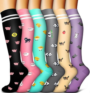 2024 New <strong>Style</strong> Manufacturer Custom Pattern Breathable Colorful Fancy Knee High Compression <strong>Socks</strong> - Product Image 5