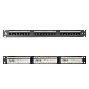 Panel de conexión de red Cat 5E sin blindaje UTP 19 pulgadas montaje en rack 24 puertos RJ45 LAN Cable Manager - Product Image 1