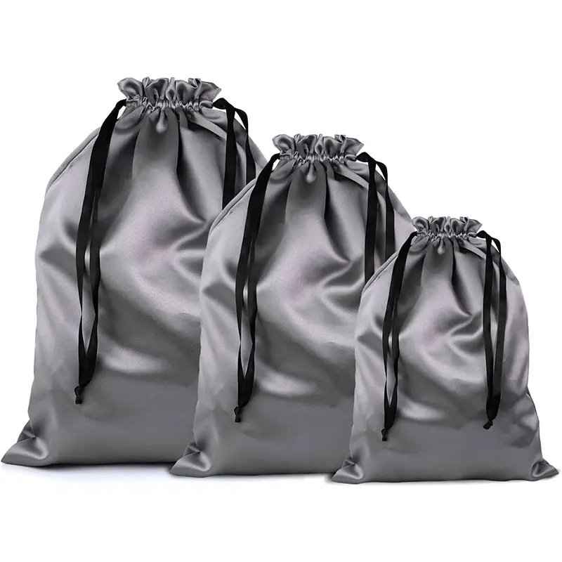Пользовательский размер цвет логотип подарок ювелирные изделия атласный мешочек пыли перерабатываемая шелковая атласная сумка на шнурке