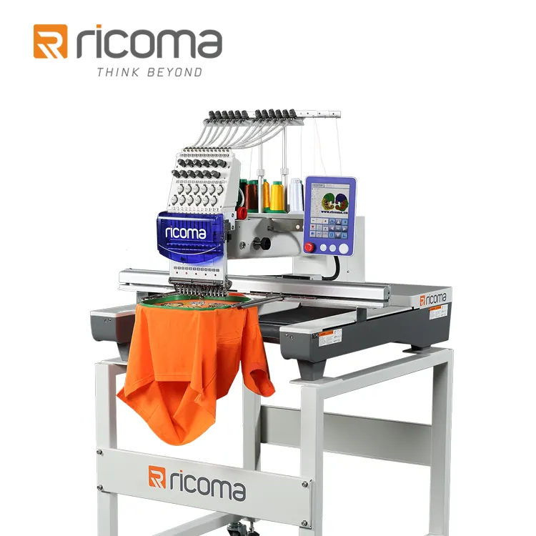 Ricoma 1 सिर मशीन बड़े कढ़ाई क्षेत्र 12/15/20 रंग टी शर्ट कढ़ाई मशीनरी आसान उपयोग करने के लिए उपकरण
