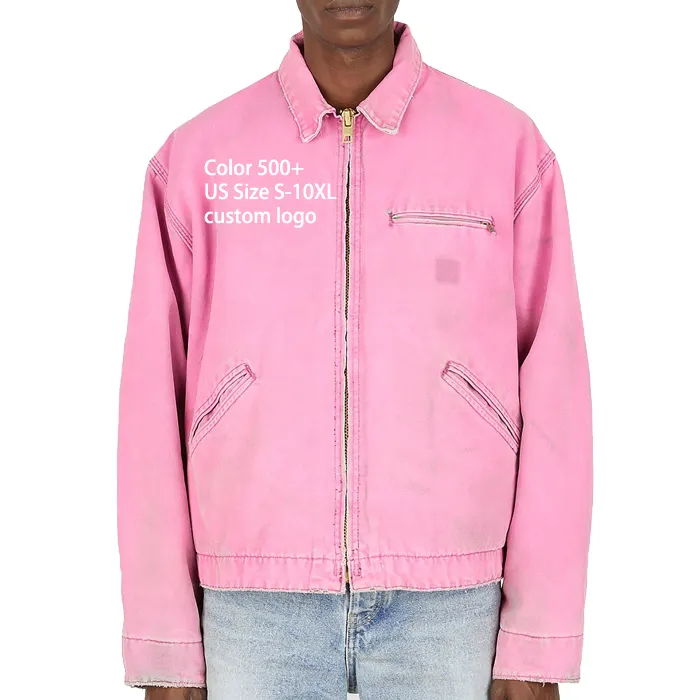 Chaqueta vaquera Rosa vintage personalizada para exteriores de diseñador de logotipo personalizado de trabajo lavado corto de alta calidad para hombre