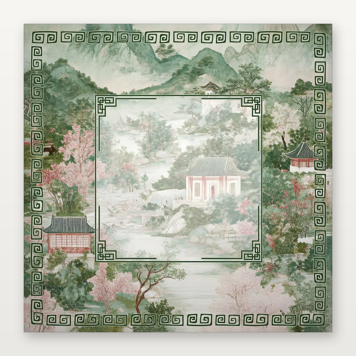 Tapis de Mahjong Montagne Verte et Eau