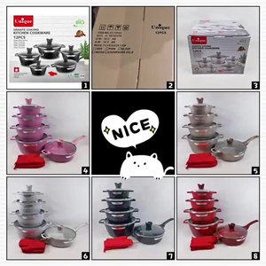 12個のPCSiamondブロックノンスティック調理器具セットアルミ合金ダイキャストスープポットフライパンマイファンストーン家庭用 - Product Image 6