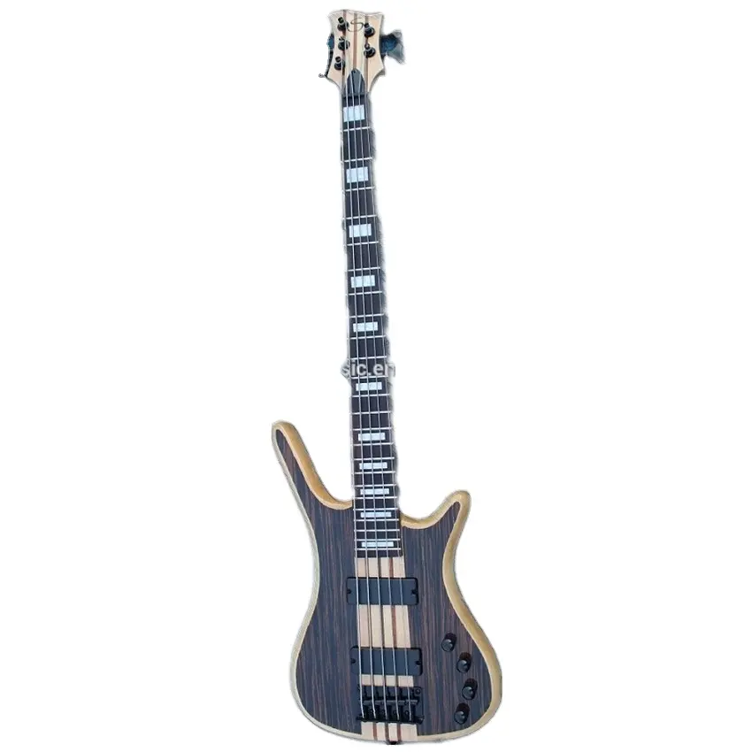 5 string active pickup neck through body electric bass guitar with rosewood veneer cover