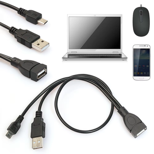 USB 2.0母微型USB公适配器主机转换器电缆OTG微型USB分路器5针照相电脑母编织物 - Product Image 5