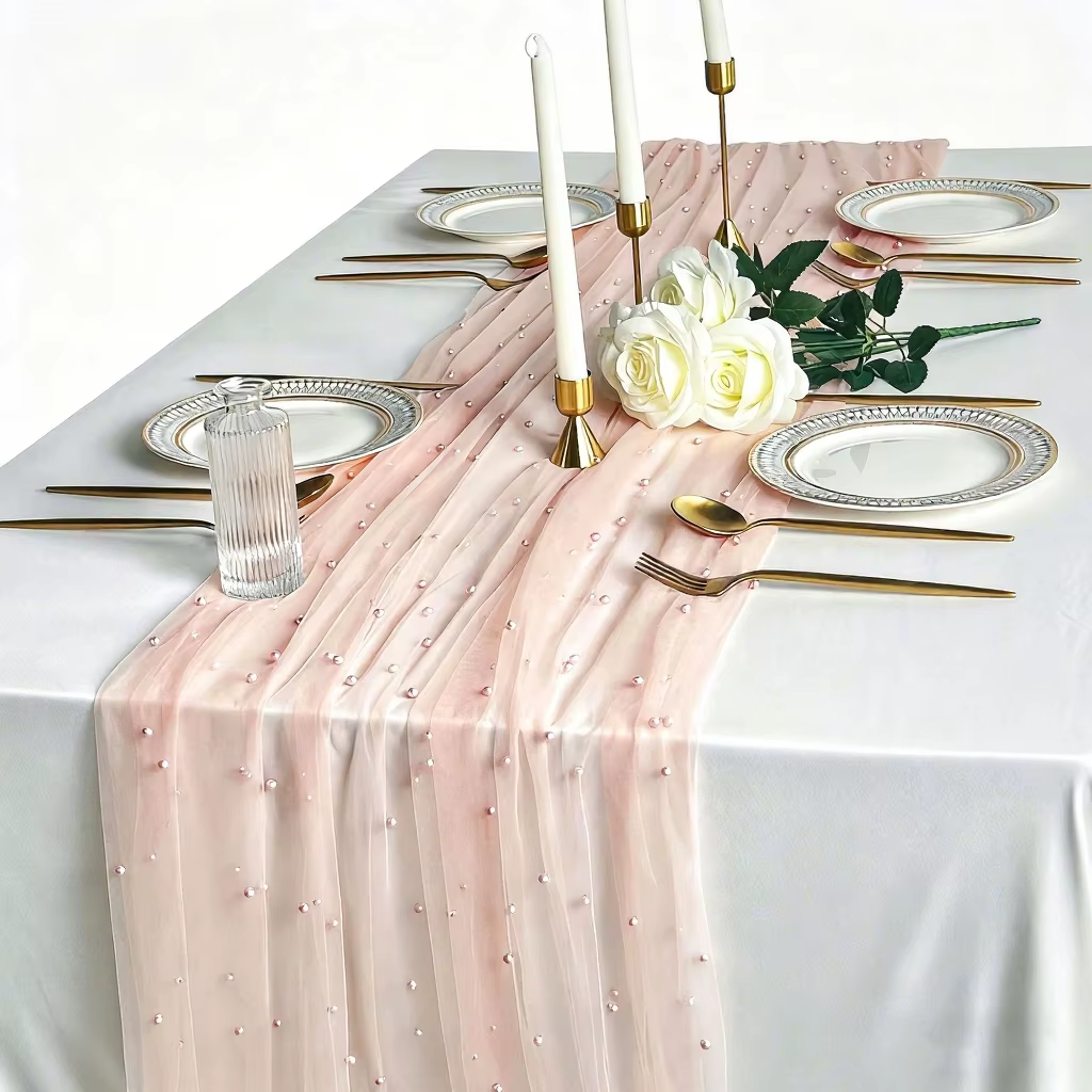 Peach pink yarn + peach pink pearls