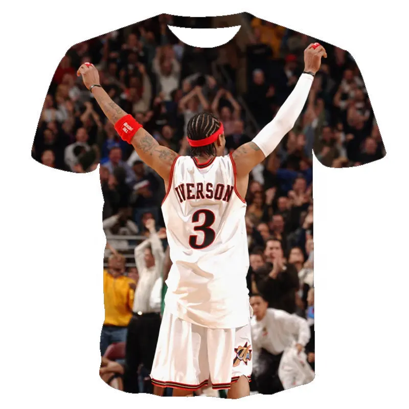 Américain Basket Superstar Allen Iverson Complet Du Corps Impression T-Shirt 3D Imprimé Hommes de No. 3 All-Star MVP T-Shirt