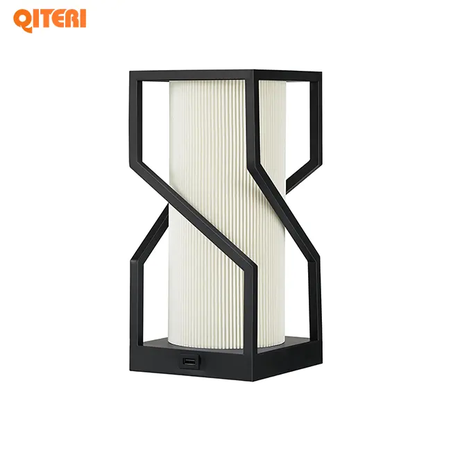 Black rectangular frame hollowed out with advanced design decoration desk lamp, minimalist design style table lamp
