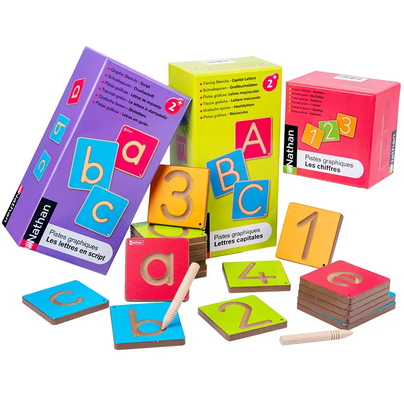 لعبة تعليمية للكتابة العمياء للأخدود الخشبي ولوحة الخط أرقام الأطفال والحروف