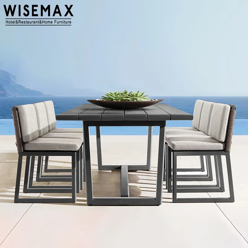 WISEMAX MÖBEL Heißer Verkaufs tisch mit Stuhl Gartenmöbel Set Aluminium rahmen Schnellt rockn ender Baumwoll-Esszimmers tuhl für die Terrasse