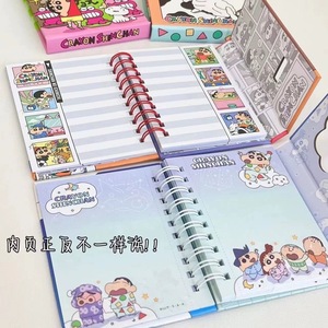 Crayon Shin-chan A5 Portable <strong>Notebook</strong> <strong>with</strong> Magnetic Button Coil Same Style Xiaohongshu <strong>Colorful</strong> Pages and Sticky <strong>Notes</strong> - Product Image 4